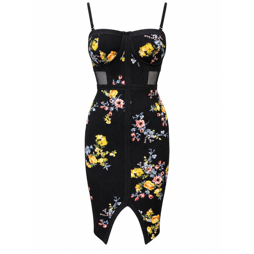 Black Floral Mesh Dress